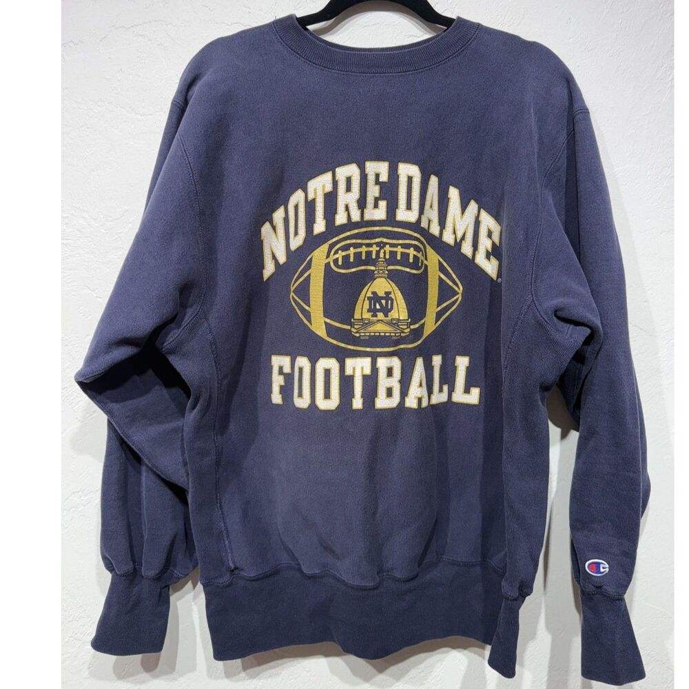 Notre Dame Football Sweatshirt XL Vintage 90s Champion Men's Faded